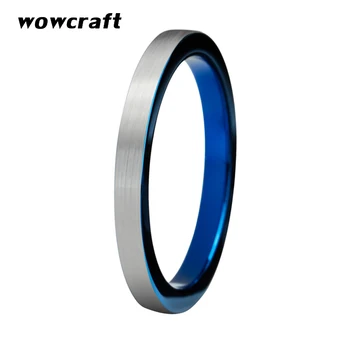 синьо покритие матово покритие вольфрамовое пръстен 4 мм за жени плоска повърхност, удобна за засаждане на годежен пръстен, годежен пръстен