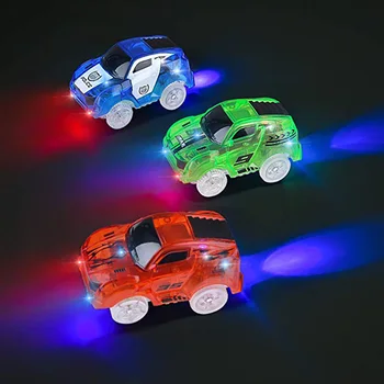 Състезателни огъване рельсового пътя на сдружението магически нажежен гъвкав пистата кола играчки на децата Led е-проблясък на светлина колата си САМ 