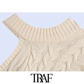 ТРАФИКА на дамска мода выдалбливают кабел плета пуловер Vintage o врата с дълъг ръкав дамски пуловери шик върховете