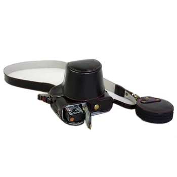 Луксозен калъф за фотоапарат Fujifilm XT100 X-T100 Camera ПУ кожен калъф за фотоапарат с каишка Mini Pouch Open Battery