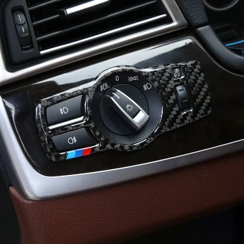 Въглеродни влакна фаровете на автомобила бутон капак превключвател бутон тампон стикер за BMW 5 серия 7 X3 X4 F01 F10 F25 F26 аксесоари