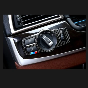 Въглеродни влакна фаровете на автомобила бутон капак превключвател бутон тампон стикер за BMW 5 серия 7 X3 X4 F01 F10 F25 F26 аксесоари