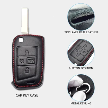 Калъф за ключове на автомобила от естествена кожа VW Volkswagen Golf MK7 7 GTI 2017 2018 4 бутона-сгъваем дистанционно управление Fob капачка и ключодържател протектор чанта
