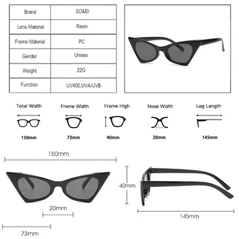 SO&EI Fashion Small Cat Eye луксозни дамски слънчеви очила Vintage Triangle Grey Tea Eyewear мъжки слънчеви очила нюанси UV400