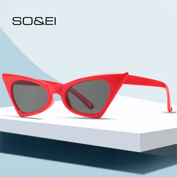 SO&EI Fashion Small Cat Eye луксозни дамски слънчеви очила Vintage Triangle Grey Tea Eyewear мъжки слънчеви очила нюанси UV400