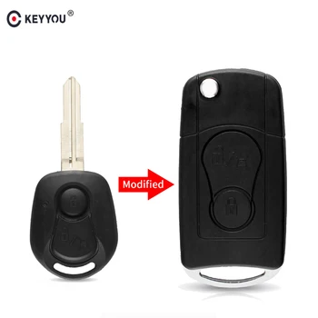 KEYYOU 10шт промяна дистанционно сгъваеми автомобилен ключ Shell Case Fob за Ssangyong Actyon SUV Kyron Flip Key 2 бутона Uncut Cover