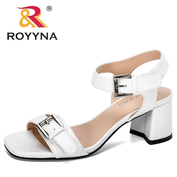 ROYYNA 2020 нов модерен стил Дамска мода твърди обувки сандали на висок ток обтегач на ремъка Римска Обувки дамски летни обувки на удобно