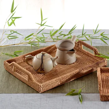 Ръчно Тайланд корита декоративен тава за съхранение на продукти за тава ретро стил Японски чай, прибори за хранене организатор зарядно устройство плоча