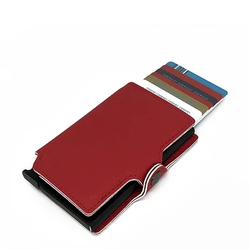 Casekey Red Против RFID Security Card Портфейла for Women with Automatic Pop Card Портфейла ID Card Holder