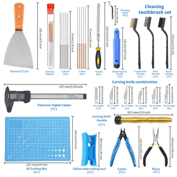 42 бр. Набор от инструменти за 3D печат включва инструменти за почистване на Debur Removal Tool Tool с чанта за съхранение на 3D-принтер набор от инструменти за почистване