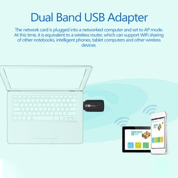 Преносим мини-1200Mbps USB 3.0 безплатна доставка безжична мрежова карта WiFi LAN адаптер 802.11 ac 2.4 g 5 Ghz WiFi dongle две антени