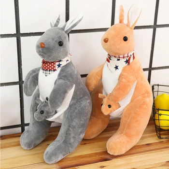 40 см сладък сладък меки плюшени играчки Австралия кенгуруто переноска бебето меки плюшени животни кенгуру майка и син колекция от детски играчки