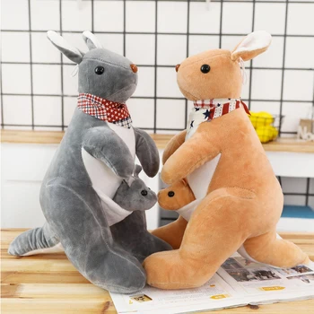 40 см сладък сладък меки плюшени играчки Австралия кенгуруто переноска бебето меки плюшени животни кенгуру майка и син колекция от детски играчки