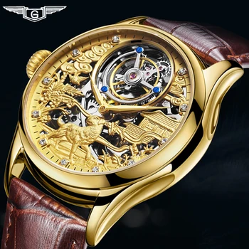 Истински tourbillion GUANQIN 2019 часовници сапфировые часовници механична ръка вятър стил часовници мъжки часовници топ марка луксозни relogio masculino