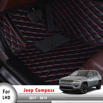За Jeep Compass 2017 2018 2019 2020 Автомобилни Постелки Изкуствена Кожа Мат Surround Авто Аксесоари За Интериора На Килими Черен