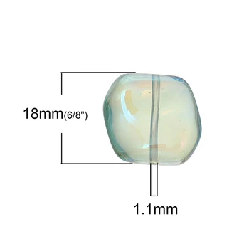 Стъкло губим мъниста нередовни зелен AB цвят прозрачен около 18 мм x 17 мм, отвор: около 1.1 мм, 20 броя