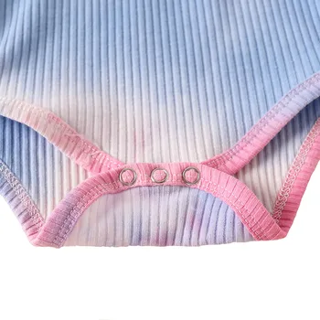 3шт Baby Момичета и Момчета цветна вратовръзка боя памучни комплекти дрехи на децата бебе съоръжения боди с дълъг ръкав потник+гамаши, панталони