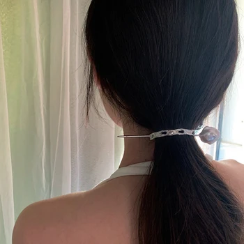 HUANZHI 2020 нов модерен ретро цвят сребрист метал геометрична Дъга Перлата на Родословни свалящ пръчка за коса, шапки и аксесоари за жени