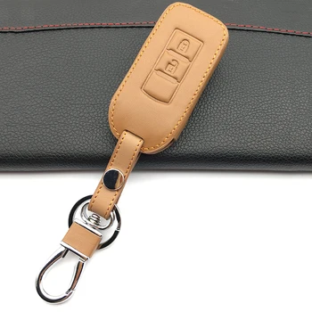 Висококачествени кожени калъфи за ключове за кола за Mitsubishi ASX RVR Outlander Lancer 10 Pajero Sport интелигентен дистанционно управление key box