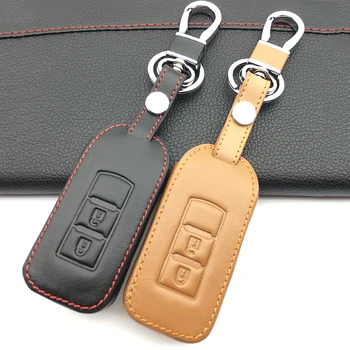 Висококачествени кожени калъфи за ключове за кола за Mitsubishi ASX RVR Outlander Lancer 10 Pajero Sport интелигентен дистанционно управление key box