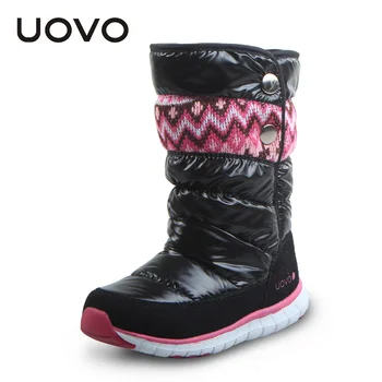 UOVO 2020 зимни ботуши за момичета Марка мода Детски обувки топли гумени ботуши за деца момичета и снегоходки Принцеса размер на 27#-37#