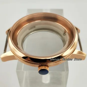 40 мм розово злато, сапфир кристал, корпус часа комплект Miyota 8205/8215/821A,Mingzhu 2813/3804 ръчен часовник Shell