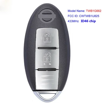 Автомобил, Keyless Smart Remote Key 433 Mhz ID46 чип за Nissan Tiida Juke Versa NP300 Navara Pulsar Micra, Note Murano Frontier March