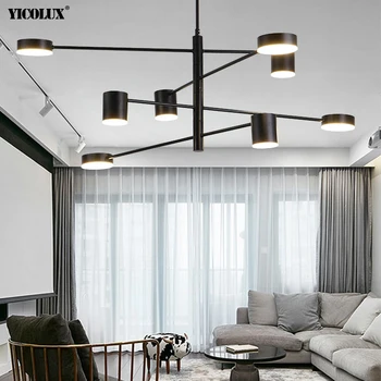 Nordic стил на нови модерни полилеи led Димиране на лампи хол с трапезария, спалня, зала, салон за вътрешно осветление 4 6 8 глава