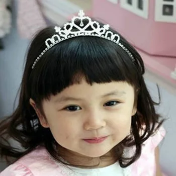 Детски Hairband рожден ден диадема планински кристал, дете диадеми и crown Принцеса с обръчи Короната за момичета коса на главата бижута и аксесоари