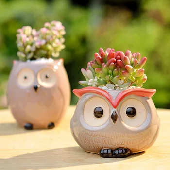 Керамични cartoony Совиный саксия Mini Сладко Животните-Shaped Flower Pot for Succulents Plants Home/Garden/Office Декор JS23