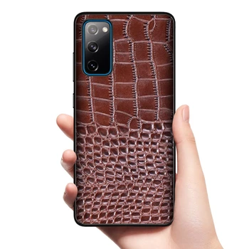 Бизнес Крокодил естествена кожа калъф за Samsung Galaxy S20 FE A21S M31S A51 A71 A81 A91 Забележка 20 устойчива на плъзгане делото