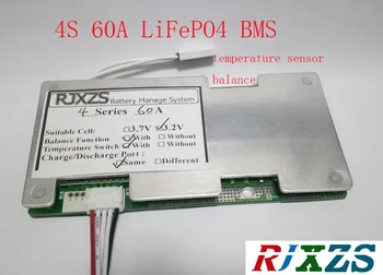 4S 60A LiFePO4 BMS / PCM / печатна платка батерия за защита на печатна платка за 4 пакети 18650 батерия w / баланс w / температурен сензор