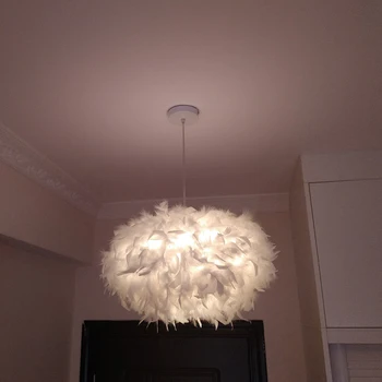 Модерни перьевые висящи лампи LED подвесная лампа декор спални хол нощно шкафче Droplight Decoration ресторант висящи лампи