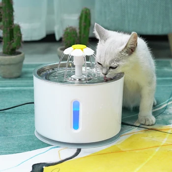 Автоматично извор на вода котка Пет LED Electric USB Cat Dog Mute Drinker Устройство Bowl 2.4 L Пет Drinking Fountain Dispenser