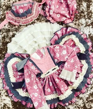 Испанска придворная Детски дрехи Cherry Blossom Crush Flower гърлс Princess Dress подарък за Рожден Ден, Бебе Момиче Christmas Dress