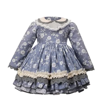 Испанска придворная Детски дрехи Cherry Blossom Crush Flower гърлс Princess Dress подарък за Рожден Ден, Бебе Момиче Christmas Dress