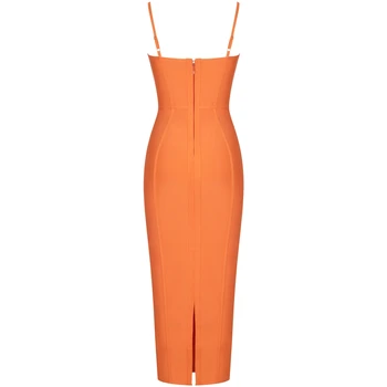 Deer Lady Ленти Dresses 2020 Vestidos Plus Size Midi Orange Ленти Dress Bodycon Celebrity Club Dress Едро