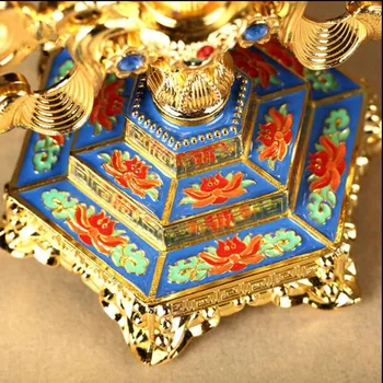 Тантра доставка 20 см злато Gragon база резба метални сплави тибетски будистки огледало ритуал декорация / инструменти