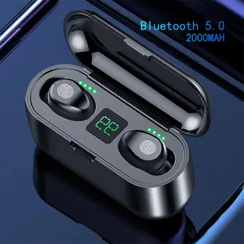 TWS Bluetooth 5.0 слушалки 2200mAh зарядно устройство ще захранване на скоростната безжични слушалки 9D стерео спортни водоустойчиви слушалки слушалки с микрофон