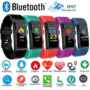 Детски часовник Bluetooth спортни часовници здраве интелигентни гривна сърдечен ритъм фитнес крачкомер гривна водоустойчив детски часовник