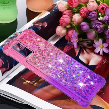 Дизайн въздушни възглавници устойчив на удари калъф за Samsung Galaxy A51 5G Case Love Heart Dynamic Liquid Quicksand TPU Cover For Galaxy A71 5G