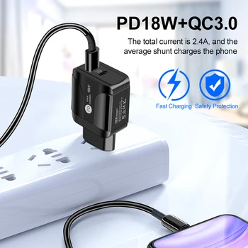 EU/US 18W Original PD Quick Charge 3.0 USB Charger For iPhone 12 mini 11 Pro Samsung S20 Ultra Xiaomi Fast Mobile Phone Charger