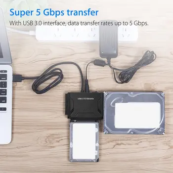 USB 3.0 към конвертеру IDE / SATA супер 5 Gbit / s пренос на външен твърд диск адаптер за комплект Plug & Play поддръжка на до 4 TB дискове фондова