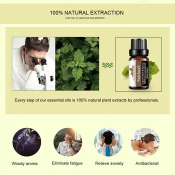 Чисти пачули естествени етерични масла за ароматерапия решетки етерично масло за облекчаване на стреса органичен масаж релакс