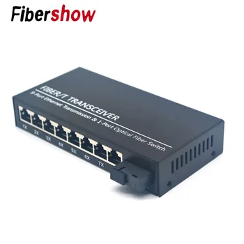Gigabit Ethernet switch оптичен Медиаконвертер Single Mode 8 RJ-45 1 SC fiber Port 1G8E 10/100/1000M