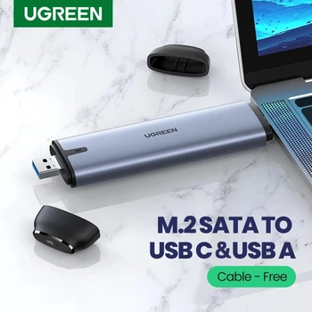 Ugreen 6Gbps SSD Case M. 2 B-Key SATA to USB C 3.1 USB 3.0 2-in-1 Adapter Cable-free Converter For M. 2 NGFF SSD Hard Drive Case