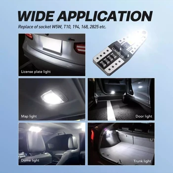 10x T10 LED CANBUS W5W led светлини вътрешността на колата-добрият багажника на врати, лампи 194 168 габаритни светлини, паркинг 6000 До 12 в Бяло