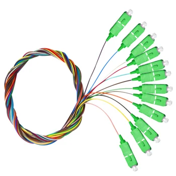 12 цвята SC / APC Pigtail-SM (9/125) оптичен пач кабел / косичка 1M fanout оптична опашка SM simplex Безплатна доставка