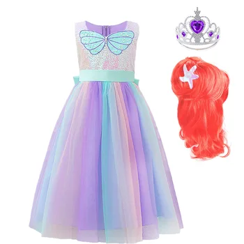Костюм на русалка Girl Dress Up костюм на русалка с аксесоари принцеса Girl Kids Коледа Fantasy Carnival Costume 3-10 години