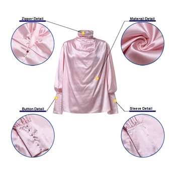 Стилен Пролет поло блузи жени фенер ръкав блуза ZANZEA Vintage ежедневни твърди копринени Blusas женски бутон туника плюс размер